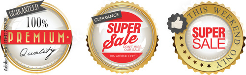 Premium and super sale labels for marketing and advertising