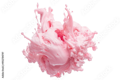 Pink and white paint splash abstract isolated on transparent background. Pink color paint splash isolated on white background.