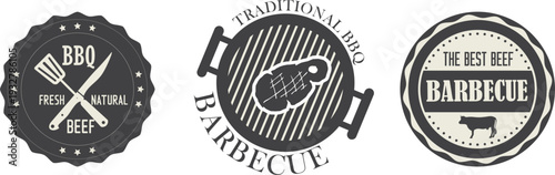 Three barbecue logos with different designs and text