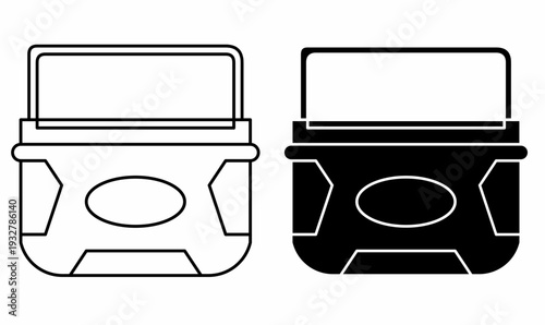 cooler, portable ice chest, ice box, cool box,chilly bin, or esky. icon set in outline silhouette. vector illustration