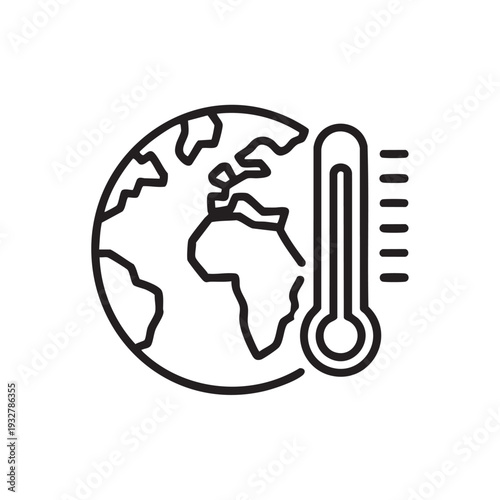 Global warming concept illustration showing earth with thermometer indicating rising temperatures from climate change effects worldwide environment