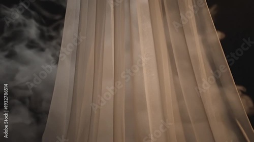 Dense white smoke cloud billowing against a dark black background