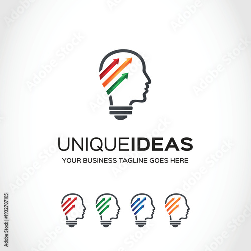 Unique Ideas Human Head Bulb Logo