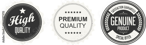 Three quality seals on a white background