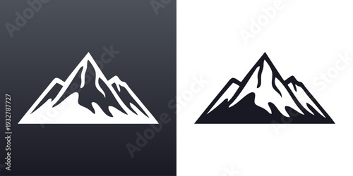 Logo agencia de viajes. Vacaciones de verano. Dibujo sencillo con silueta de un paisaje con isla con montaña