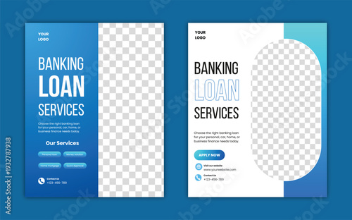Modern Banking Loan Service Social Media Poster Template Financial Credit Promotion Design