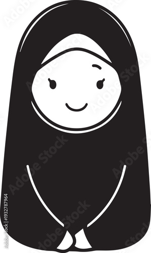 Wallpaper Mural Smiling Muslim girl in hijab black and white vector illustration Torontodigital.ca