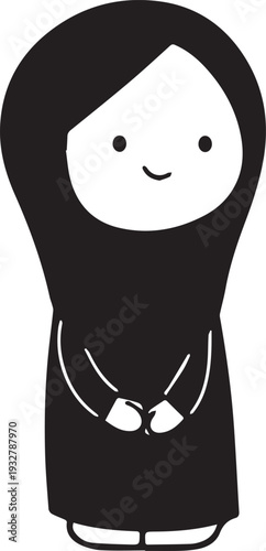 Wallpaper Mural Smiling Muslim girl in hijab black and white vector illustration Torontodigital.ca