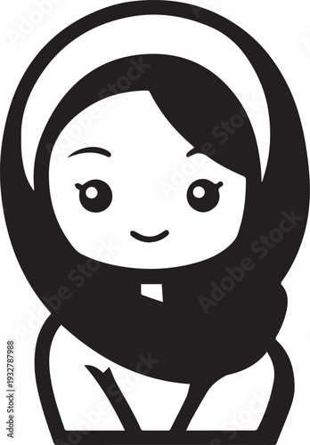 Wallpaper Mural Smiling Muslim girl in hijab black and white vector illustration Torontodigital.ca
