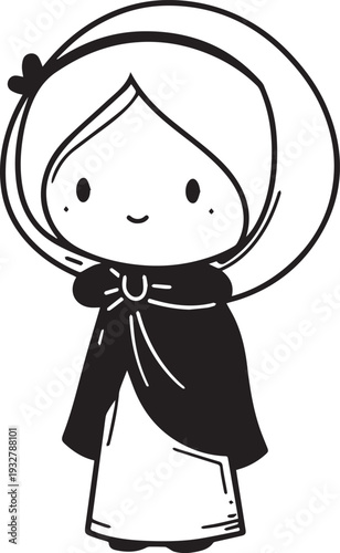 Wallpaper Mural Smiling Muslim girl in hijab black and white vector illustration Torontodigital.ca