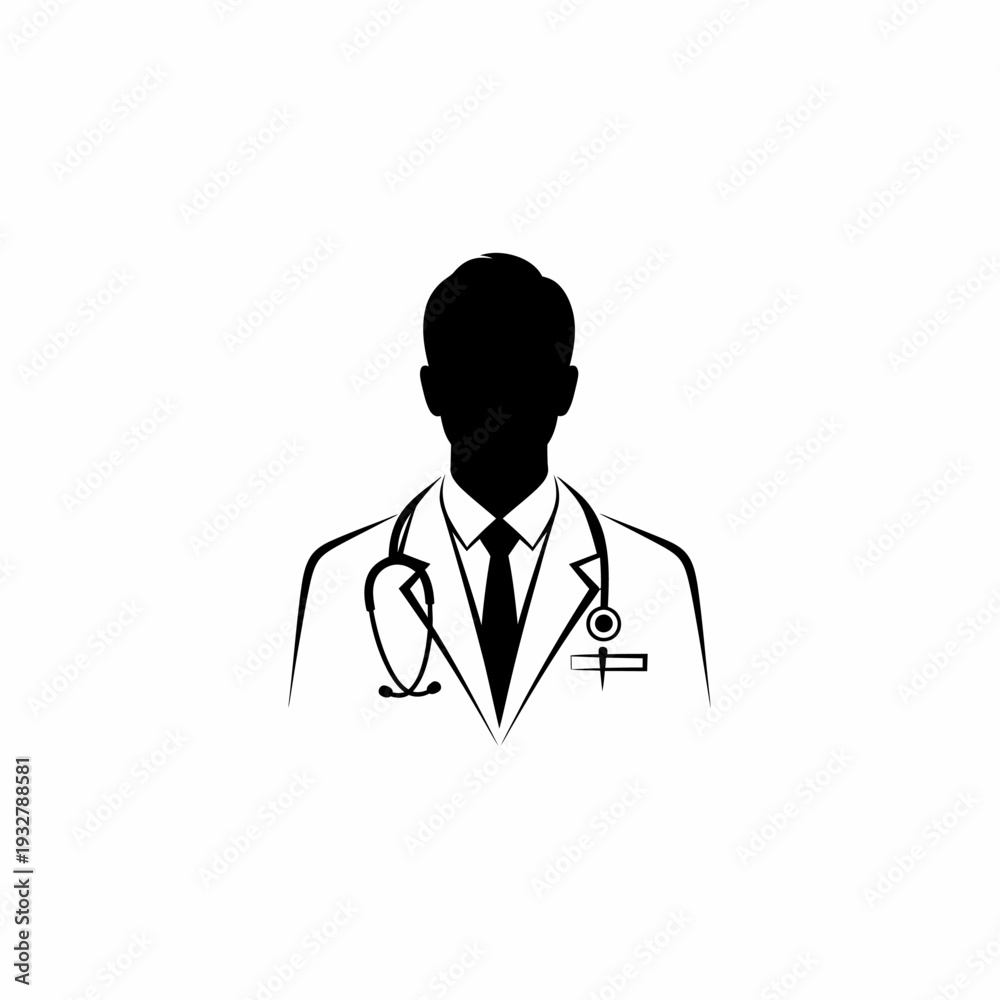Fototapeta premium Doctor Silhouette with Stethoscope and Lab Coat.