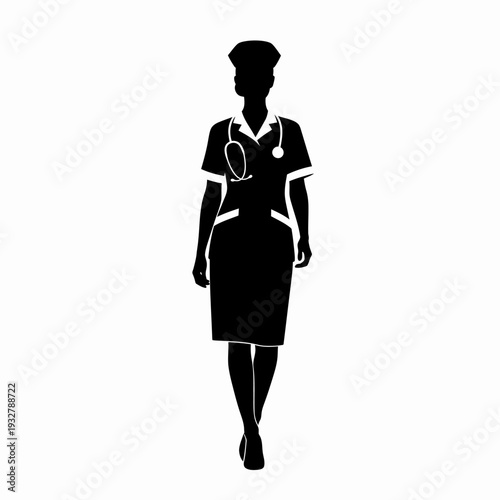Female Nurse Silhouette Uniform Medical Professional.