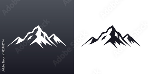 Logo agencia de viajes. Vacaciones de verano. Dibujo sencillo con silueta de un paisaje con montaña