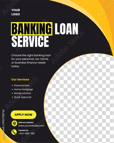 Modern Banking Loan Service Social Media Poster Template Financial Credit Promotion Design