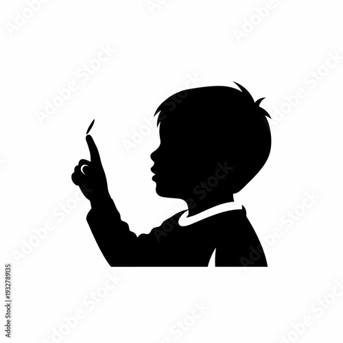 Young Boy Using Mobile Phone Silhouette.