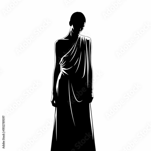 Pregnant Woman Silhouette in Flowing Robe.