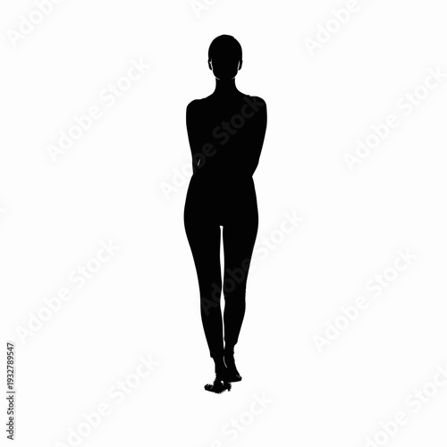 Silhouette of a Standing Female Figure.