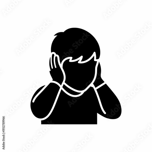 Man Covering Face with Hands in Distress.