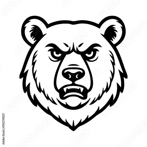 Dibujo sencillo con líneas de la cabeza de un oso pardo enojado