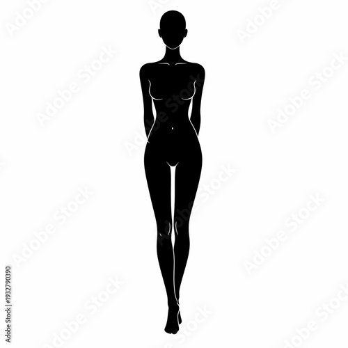 Silhouette of a Female Figure Standing.