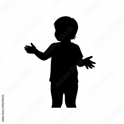 Silhouette of a Child Standing Alone.