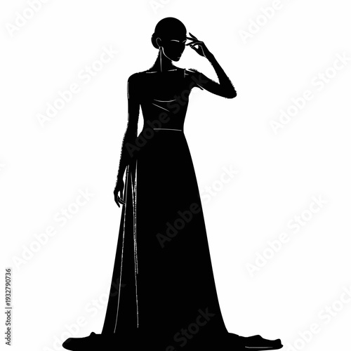 Silhouette of a Woman in Formal Gown.