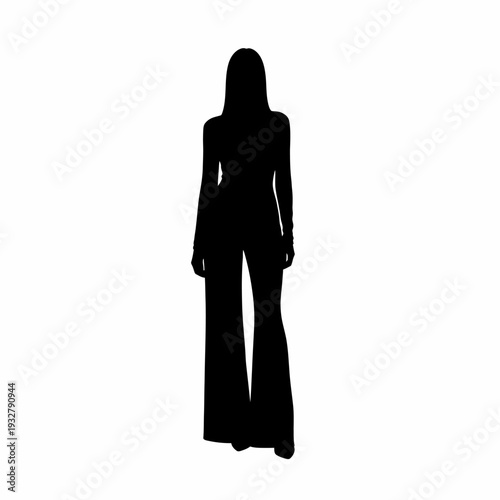 Woman Silhouette in Long Sleeve Outfit Standing.