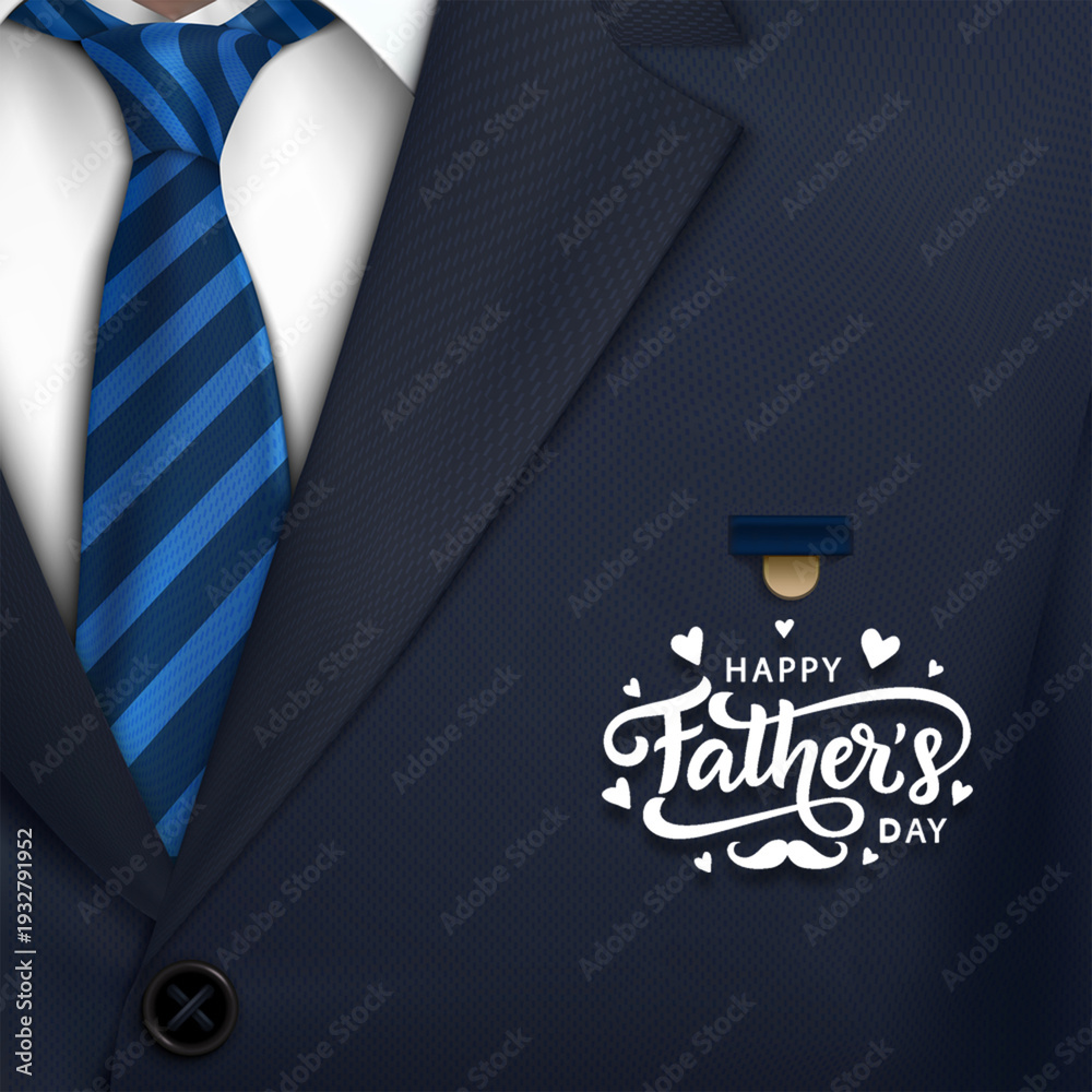 Ταπετσαρία Happy Father's Day Elegant Suit and Blue Tie Background – Stylish Dad Greeting D