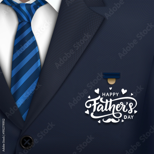Foto Happy Father's Day Elegant Suit and Blue Tie Background – Stylish Dad Greeting D