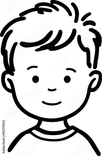 Wallpaper Mural Simple black and white illustration of a happy cartoon boy smiling Torontodigital.ca