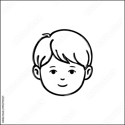 Wallpaper Mural Simple black and white illustration of a happy cartoon boy smiling Torontodigital.ca