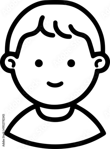 Wallpaper Mural Simple black and white illustration of a happy cartoon boy smiling Torontodigital.ca