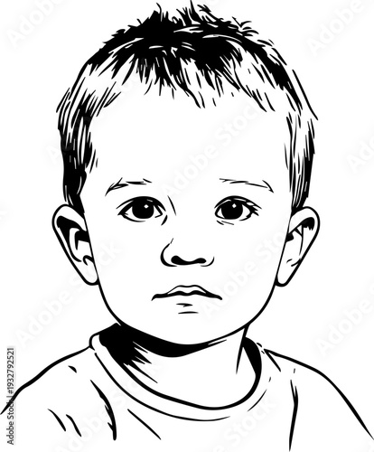 Wallpaper Mural Simple black and white illustration of a happy cartoon boy smiling Torontodigital.ca