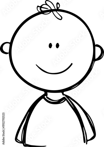 Wallpaper Mural Simple black and white illustration of a happy cartoon boy smiling Torontodigital.ca