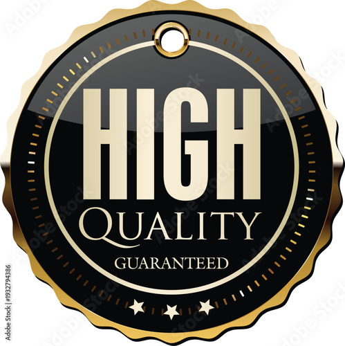 High quality guaranteed badge with gold trim