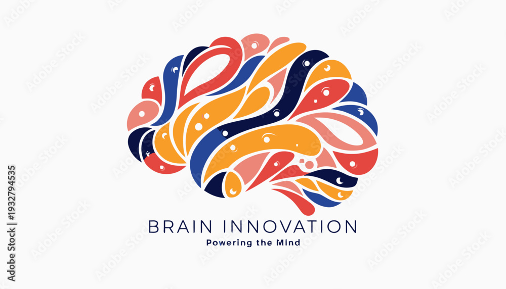 Obraz premium Vibrant brain innovation logo with colorful swirling design