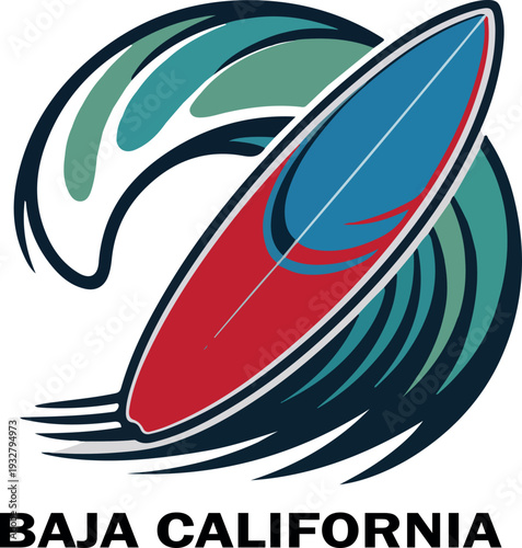 california baja california surfing logo icon vector  white background