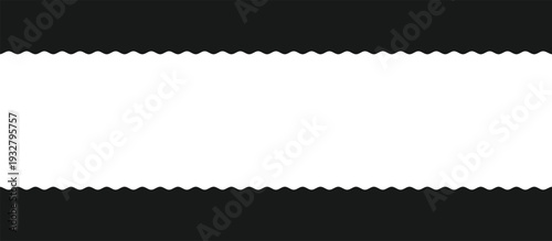 Abstract wavy border frame vector. Minimal black and white wave edge background. Modern decorative banner layout for headers, posters and web design.
