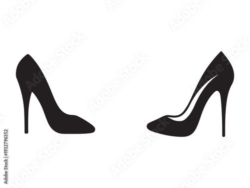 Highheeledshoessilhouettepairsfashionablefootweariconblackcolorheelsstilettoswomensshoes