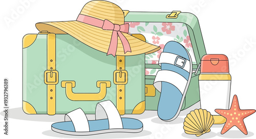 Summer Vacation Packing Illustration