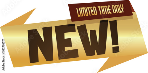 A gold banner with a brown tag that says limited time only and new