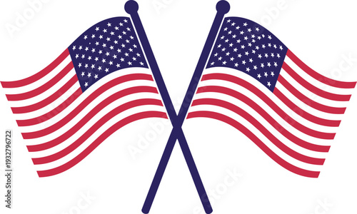 American flags crossed together in patriotic display