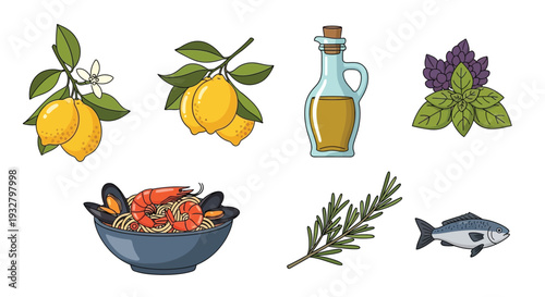 Fresh Mediterranean Cuisine Illustration