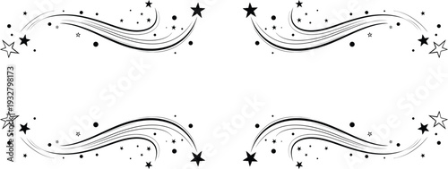 Black and white starry night sky border design