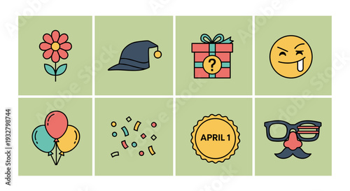 Cartoon Emoticons and Symbols for April Fools.