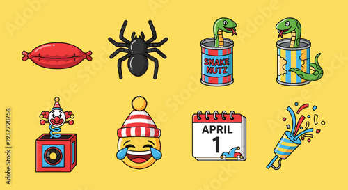Colorful Cartoon Emoticons and Party Items.