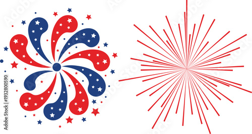 Fireworks display on white background