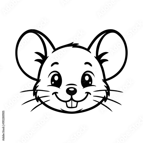 Dibujo sencillo con líneas de la cabeza de un ratón simpático