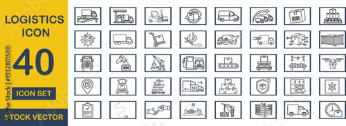 Logistics icon set. Editable line icons. Vector illustration - stock vector