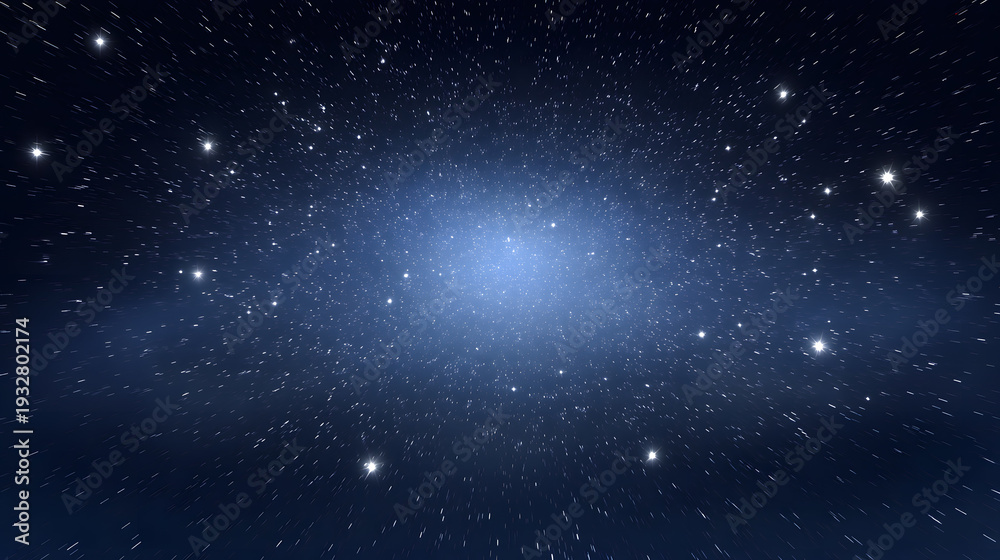 Fototapeta premium Deep space background with glowing blue galaxy and stars. Abstract universe illustration for astronomy, science fiction and cosmic exploration themes.